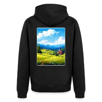 Harz Deutschland Reiseposter Souvenir WPA - Unisex Premium Bio Zip Hoodie - Schwarz - Hinten - Nico (187cm)