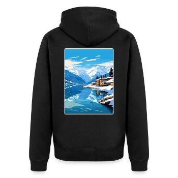 Zell am See Salzburg Reiseposter Souvenir WPA - Unisex Premium Bio Zip Hoodie - Schwarz - Hinten - Nico (187cm)