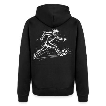 Soccer Player Graphic - Unisex Premium Organic Zip Hoodie - black - Back - Nico (187cm)