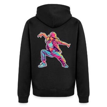 Bande dessinée rétro B-Girl - Veste à capuche bio Premium Unisexe - noir - Dos - Nico (187cm)