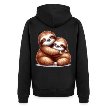 Faultiere Faultier kuscheln Geschenk - Unisex Premium Bio Zip Hoodie - Schwarz - Hinten - Nico (187cm)