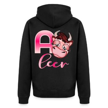 Akku Leer - Unisex Premium Bio Zip Hoodie - Schwarz - Hinten - Nico (187cm)
