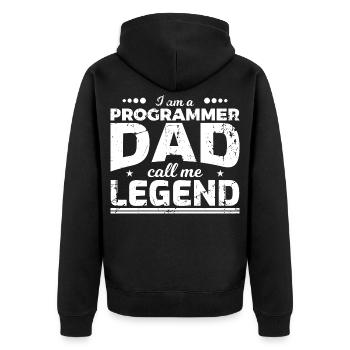 Coder Papa - Unisex Premium Bio Zip Hoodie - Schwarz - Hinten - Nico (187cm)