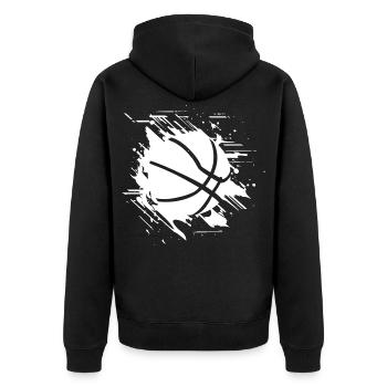 Basketball Grafik - Unisex Premium Bio Zip Hoodie - Schwarz - Hinten - Nico (187cm)