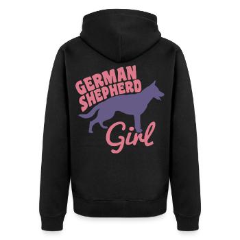 German Shepherd Girl - Unisex Premium Organic Zip Hoodie - black - Back - Nico (187cm)