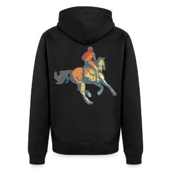 Reitsport - Unisex Premium Bio Zip Hoodie - Schwarz - Hinten - Nico (187cm)