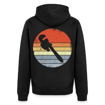 Rohrzange Vintage Look - Unisex Premium Bio Zip Hoodie - Schwarz - Hinten - Nico (187cm)