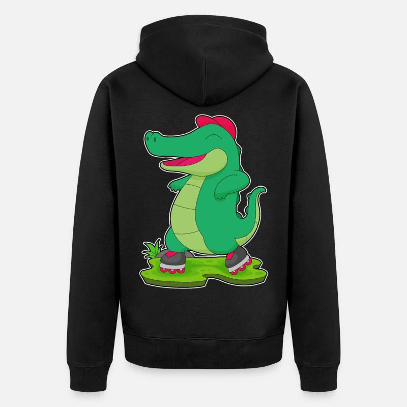 Krokodil Inline skating Rollschuhe - Unisex Premium Bio Zip Hoodie - Schwarz
