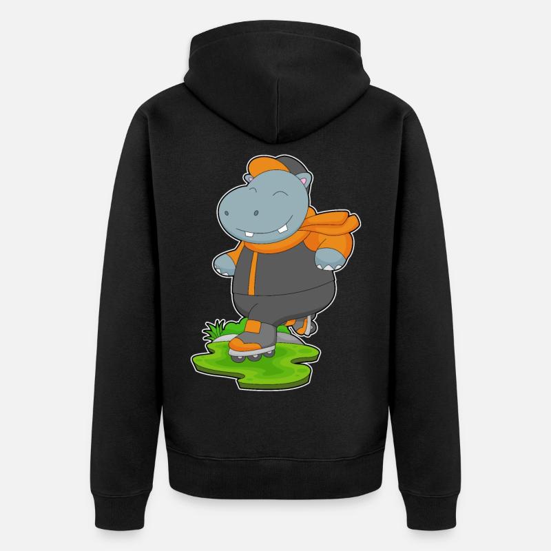 Nilpferd Inline skating Inline skates - Unisex Premium Bio Zip Hoodie - Schwarz