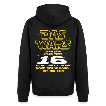Das Wars, 16 ich jetzt bin. Geburtstag Geschenk - Unisex Premium Bio Zip Hoodie - Schwarz - Hinten - Nico (187cm)