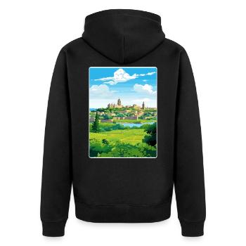 Avignon Frankreich Reise Poster Souvenir Malerei WPA - Unisex Premium Bio Zip Hoodie - Schwarz - Hinten - Nico (187cm)