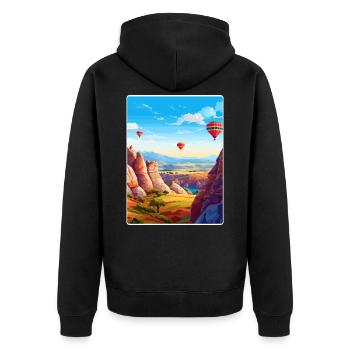 Cappadoce Turquie Voyage Affiche Souvenir Peinture WPA - Veste à capuche bio Premium Unisexe - noir - Dos - Nico (187cm)