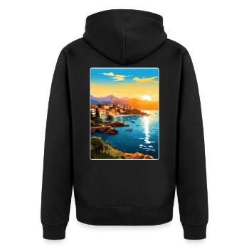 Antalya Turkey Travel Poster Souvenir Painting WPA - Unisex Premium Organic Zip Hoodie - black - Back - Nico (187cm)