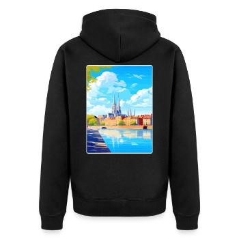 Nantes France Travel Poster Souvenir Painting WPA - Unisex Premium Organic Zip Hoodie - black - Back - Nico (187cm)