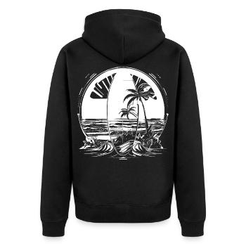 Surfing Illustration - Unisex Premium Organic Zip Hoodie - black - Back - Nico (187cm)
