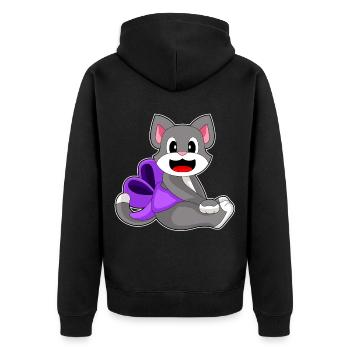 Cat Bow - Unisex Premium Organic Zip Hoodie - black - Back - Nico (187cm)