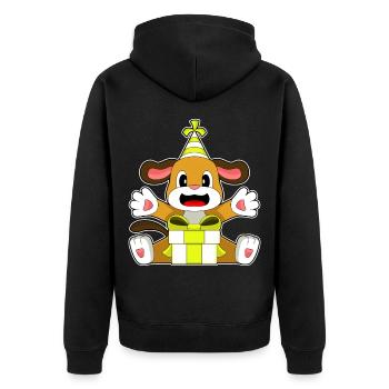 Hund Geburtstag Partyhut - Unisex Premium Bio Zip Hoodie - Schwarz - Hinten - Nico (187cm)