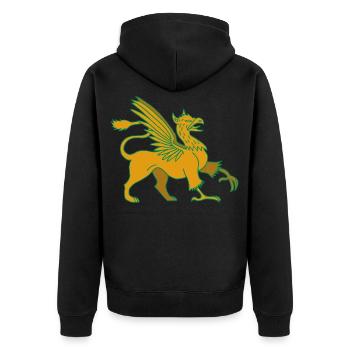 Fabelhaftes Tier, der Greif - Unisex Premium Bio Zip Hoodie - Schwarz - Hinten - Nico (187cm)