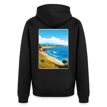 Gallipoli Türkei Reise Poster Souvenir Farbe WPA - Unisex Premium Bio Zip Hoodie - Schwarz - Hinten - Nico (187cm)