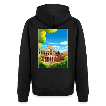 Vérone Italie Affiche de voyage Souvenir Carte Postale Peinture - Veste à capuche bio Premium Unisexe - noir - Dos - Nico (187cm)