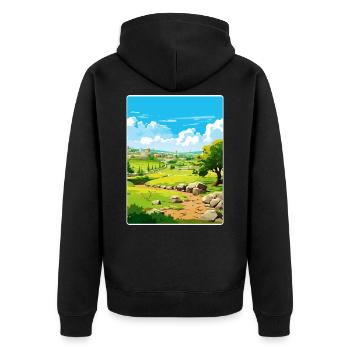 Troie Turquie Voyage Affiche Souvenir Carte Postale Peinture - Veste à capuche bio Premium Unisexe - noir - Dos - Nico (187cm)