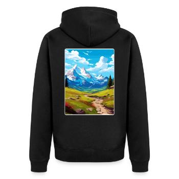 Gran Paradiso Italy Vintage Travel Poster Souvenir - Unisex Premium Organic Zip Hoodie - black - Back - Nico (187cm)
