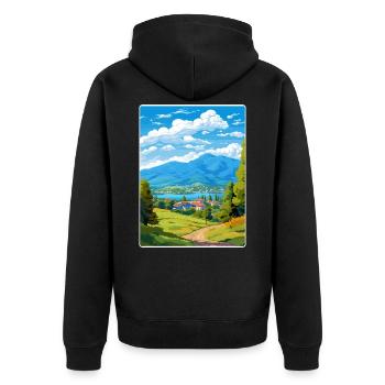Loannina Griechenland Reise Poster Souvenir Farbe WPA - Unisex Premium Bio Zip Hoodie - Schwarz - Hinten - Nico (187cm)