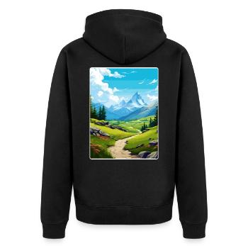 Gran Paradiso Italy Vintage Travel Poster Souvenir - Unisex Premium Organic Zip Hoodie - black - Back - Nico (187cm)