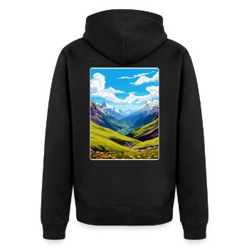 Stilfser Joch Italien Reise Poster Souvenir Malerei WPA - Unisex Premium Bio Zip Hoodie - Schwarz - Hinten - Nico (187cm)