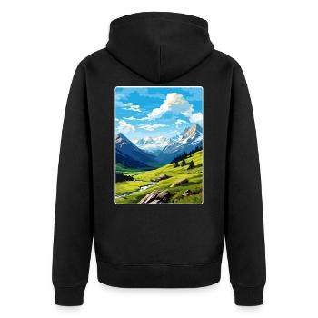 Stilfser Joch Italien Reise Poster Souvenir Malerei WPA - Unisex Premium Bio Zip Hoodie - Schwarz - Hinten - Nico (187cm)