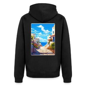 Héraklion Grèce Affiche de voyage Peinture Souvenir WPA - Veste à capuche bio Premium Unisexe - noir - Dos - Nico (187cm)