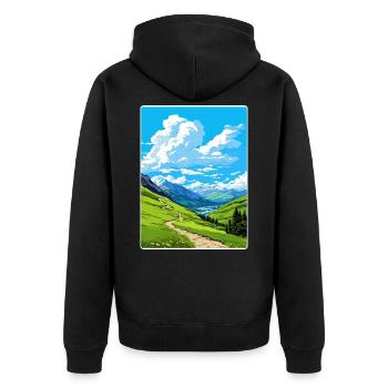 Stilfser Joch Italien Reise Poster Souvenir Malerei WPA - Unisex Premium Bio Zip Hoodie - Schwarz - Hinten - Nico (187cm)