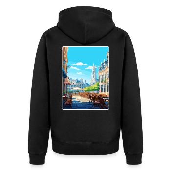 Brussels Belgium Travel Poster Souvenir Paint WPA - Unisex Premium Organic Zip Hoodie - black - Back - Nico (187cm)