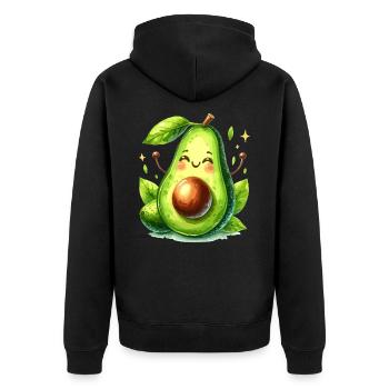 Avocado Funny Positive Optimism Gift - Unisex Premium Organic Zip Hoodie - black - Back - Nico (187cm)