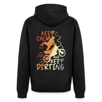 Keep Calm and Keep Dirting - Unisex Premium Organic Zip Hoodie - black - Back - Nico (187cm)