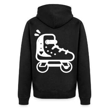 Rollschuhe Cartoon Stil - Unisex Premium Bio Zip Hoodie - Schwarz - Hinten - Nico (187cm)