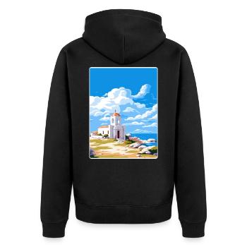 Délos Grèce Affiche de voyage Souvenir Carte Postale Peinture - Veste à capuche bio Premium Unisexe - noir - Dos - Nico (187cm)