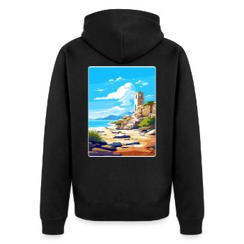 Délos Grèce Affiche de voyage Souvenir Carte Postale Peinture - Veste à capuche bio Premium Unisexe - noir - Dos - Nico (187cm)