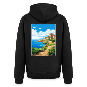 Héraklion Grèce Affiche de voyage Peinture Souvenir WPA - Veste à capuche bio Premium Unisexe - noir - Dos - Nico (187cm)