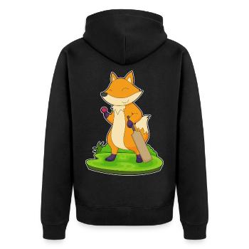 Fox Cricket Cricket Bat - Unisex Premium Organic Zip Hoodie - black - Back - Nico (187cm)