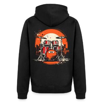 Trapset Grafik - Unisex Premium Bio Zip Hoodie - Schwarz - Hinten - Nico (187cm)