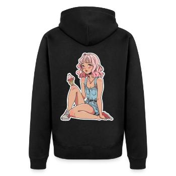 Fille de crème glacée - Veste à capuche bio Premium Unisexe - noir - Dos - Nico (187cm)