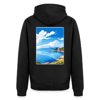 Île de Meganisi Grèce Affiche de voyage Souvenir WPA - Veste à capuche bio Premium Unisexe - noir - Dos - Nico (187cm)