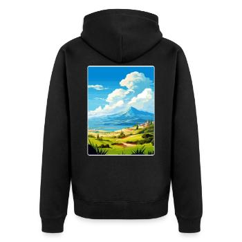 Mont Dirfi Grèce Affiche de voyage Peinture Souvenir WP - Veste à capuche bio Premium Unisexe - noir - Dos - Nico (187cm)