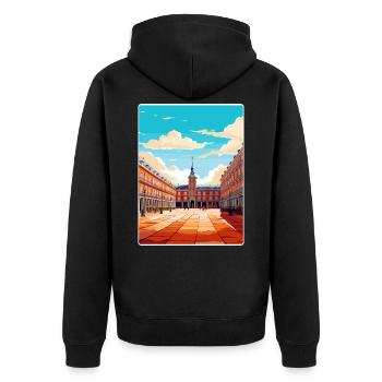 Madrid Espagne Affiche de voyage Souvenir Carte Postale Peinture - Veste à capuche bio Premium Unisexe - noir - Dos - Nico (187cm)