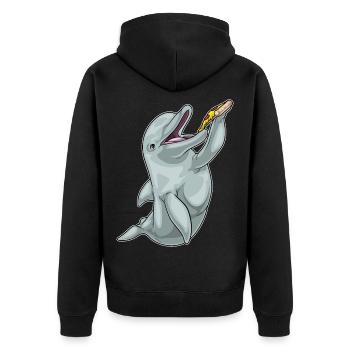 Dolphin Pizza - Unisex Premium Organic Zip Hoodie - black - Back - Nico (187cm)