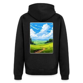 Bergisches Land Deutschland Reiseposter Souvenir WPA - Unisex Premium Bio Zip Hoodie - Schwarz - Hinten - Nico (187cm)