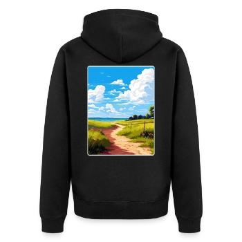 Dahme Heideseen Deutschland Reiseposter Souvenir WPA - Unisex Premium Bio Zip Hoodie - Schwarz - Hinten - Nico (187cm)