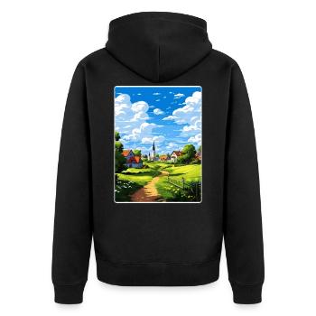 Lausitz Deutschland Reiseposter Souvenir Farbe WPA - Unisex Premium Bio Zip Hoodie - Schwarz - Hinten - Nico (187cm)