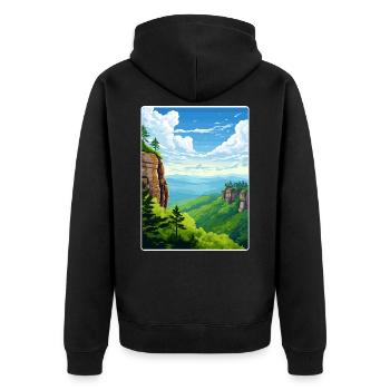 Elbsandsteingebirge Deutschland Reiseposter WPA - Unisex Premium Bio Zip Hoodie - Schwarz - Hinten - Nico (187cm)